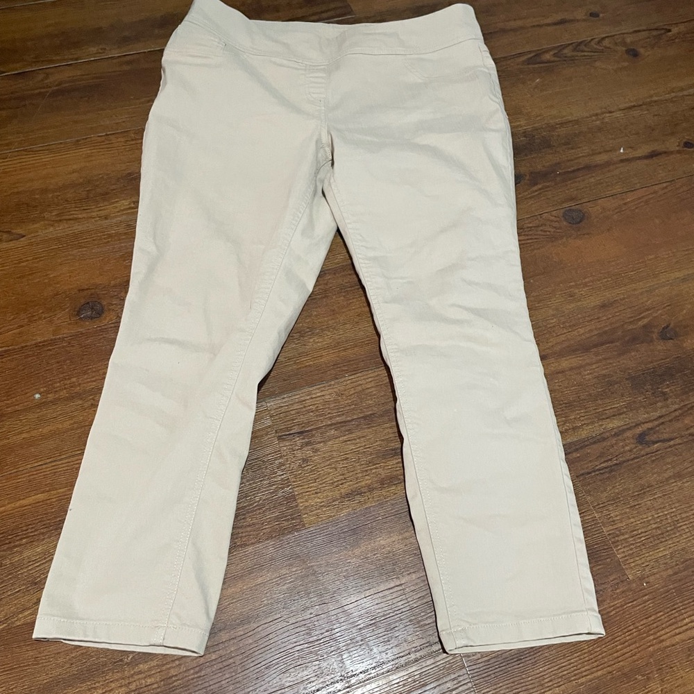 Alia Stretch Cotton Beige Casual Pants